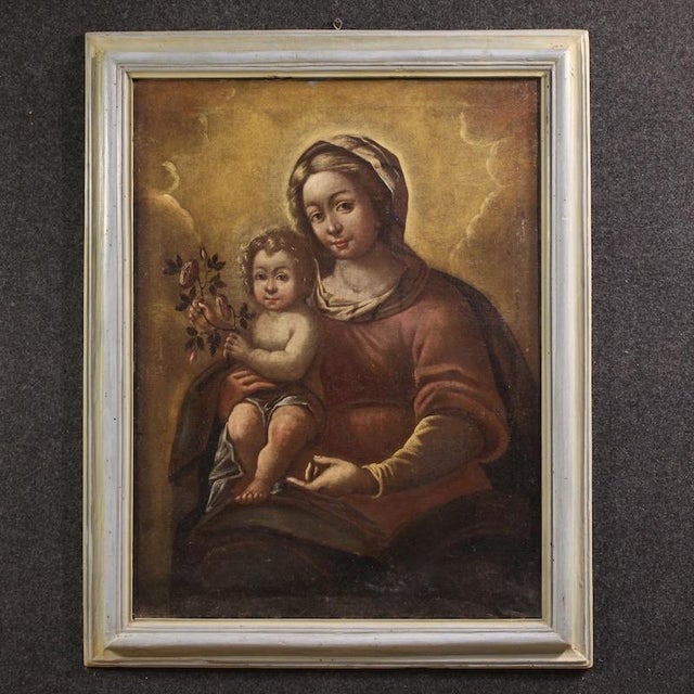 Italian Artist, Madonna and Child, 17th Century, Oil Painting on Canvas, Framed For Sale - Image 16 of 16