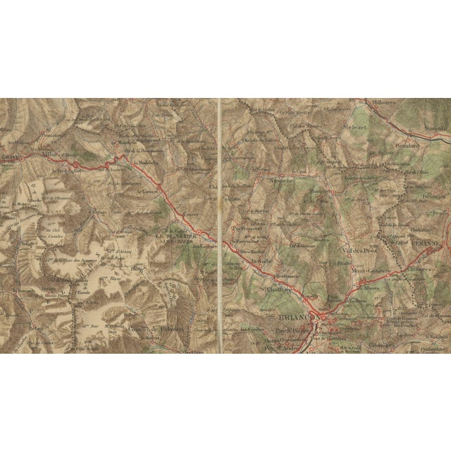 1900 - 1909 Antique French Alps Map of Albertville & Briançon by Edward Stanford, 1908 For Sale - Image 5 of 10