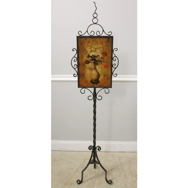 Metal Paint Decorated Iron Base Fire Screen For Sale - Image 7 of 7