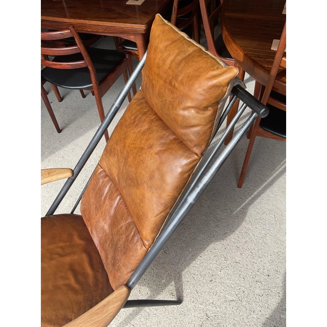 Vintage Lounge Chair in Tan Leather For Sale - Image 10 of 11