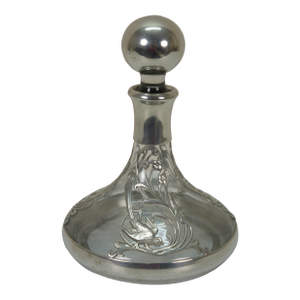 Mid 20th Century Etains Potstainiers Hutois Pewter Bird Overlay Bar Liquor Decanter Bottle