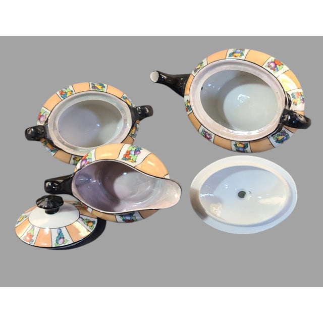 Mid 20th Century Vintage Czech 3-Piece Hand Painted Phoenix China Lusterware Tea Set For Sale - Image 5 of 5