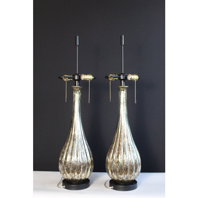 Mid 20th Century Italian Avventurina Influence Mirrored Lamps - a Pair For Sale - Image 9 of 12