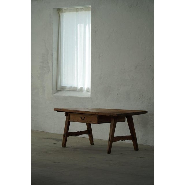 French Primitive Pine Dining Table or Desk with Drawer, 18th Century For Sale - Image 5 of 18