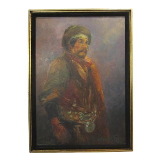 Impressionist Ethnic Portrait Oil on Canvas Signed Mariano Folque For Sale