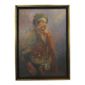 Impressionist Ethnic Portrait Oil on Canvas Signed Mariano Folque