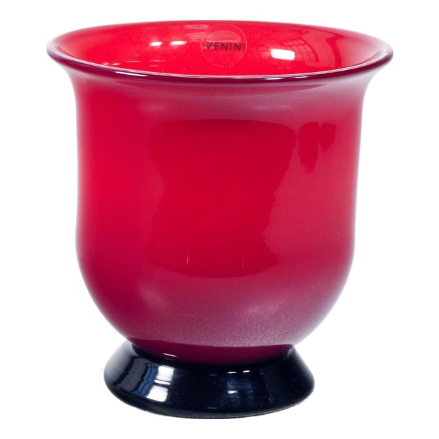 Red Opal Blown Glass Vase from Venini For Sale