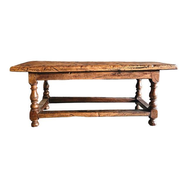 18th Century French Oak Hall Bench With Turned Legs For Sale