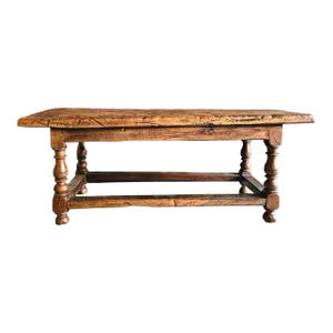 18th Century French Oak Hall Bench With Turned Legs