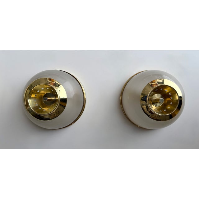 Pair of Brass and Glass Azucena Sconces by Luigi Caccia Dominioni, Italy, 1960s For Sale - Image 12 of 12