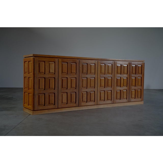 Late 20th Century Brutalist Sideboard in Blond Oak, Belgium, 1980s For Sale - Image 5 of 7