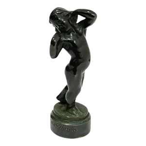 Wax Seal Stamp of a Girl in Bronze by Otto Valdemar Strandman