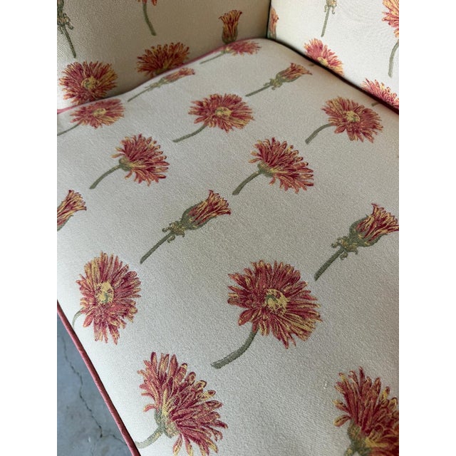 1980s Vintage Hollywood Regency Style Floral Upholstered Wingback Lounge Chairs – A Pair For Sale - Image 5 of 15