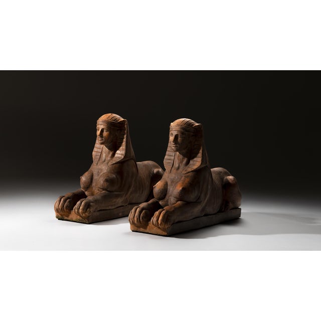 Terracotta Sphinxes, 20th Century, Set of 2 For Sale - Image 11 of 12