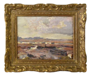 Louis Tesson, Coast with Rocks, 19th Century, Oil Painting, Framed