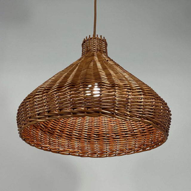 1960s Mid-Century Rattan & Wicker Pendant, Sweden, 1960s For Sale - Image 5 of 16