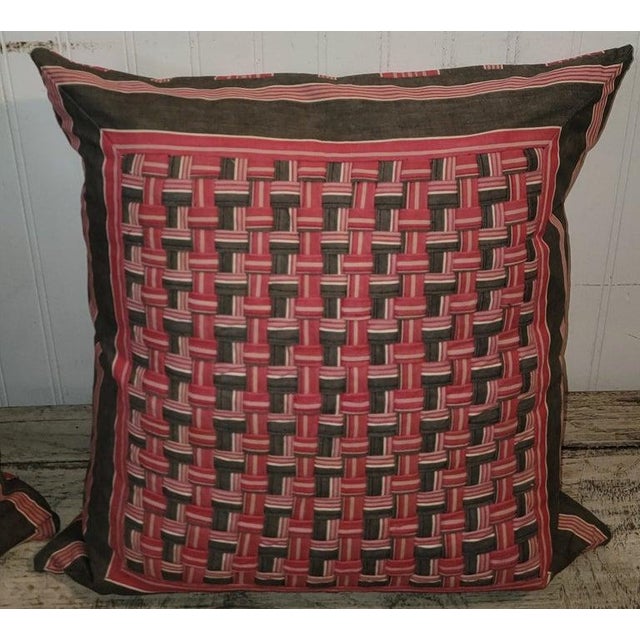 Textile Collection of 19Thc Basket Weave Ticking Pillows -3 For Sale - Image 7 of 10