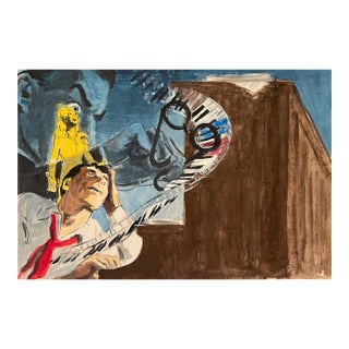 1950s Jazz Club Musician Painting For Sale