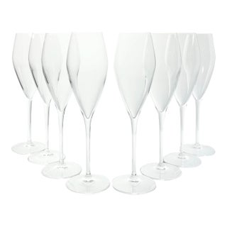 Luigi Bormioli “Atelier” Set of 8 Fluted Champagne Glasses 10” For Sale