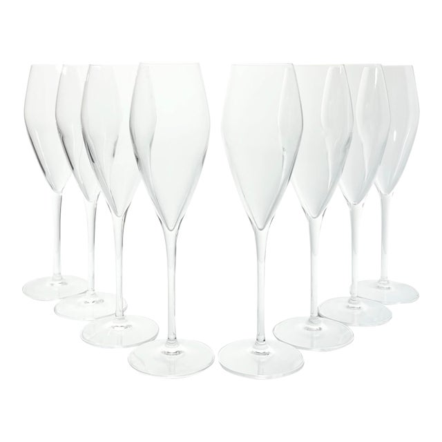 Luigi Bormioli “Atelier” Set of 8 Fluted Champagne Glasses 10” For Sale