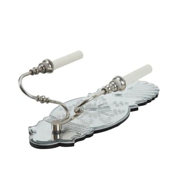 Hollywood Regency Style Pair of Mirrored Sconces With Two Nickel Arms For Sale - Image 4 of 4