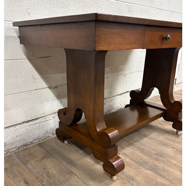 Antique American Empire Style Library Table Server Desk For Sale In Kansas City - Image 6 of 12