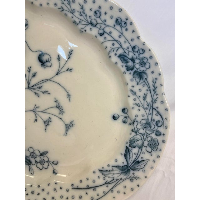 Antique Sampson Hancock Aesthetic Movement Scalloped Edged Serving Platter in the Blue Poppy Floral Pattern From England - Circa 1885 For Sale - Image 4 of 11