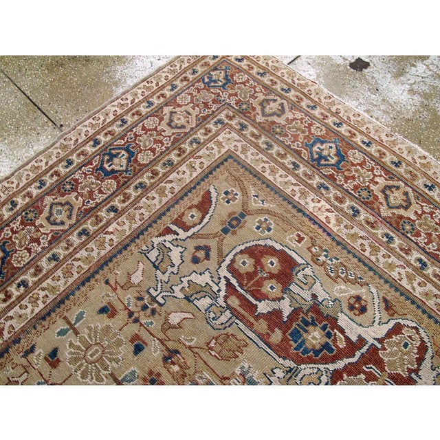 Beige Galerie Shabab Collection Early 20th Century Handmade Persian Mahal Rustic Accent Rug For Sale - Image 8 of 10