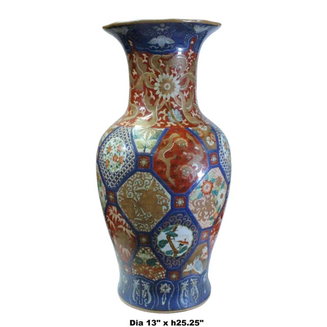 Chinese Vintage Chinese Oriental Imari Mixed Color Porcelain Decor Vase For Sale - Image 3 of 9