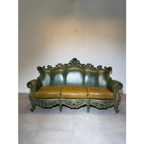 Rococo Rococo Sofa in Leather For Sale - Image 3 of 9