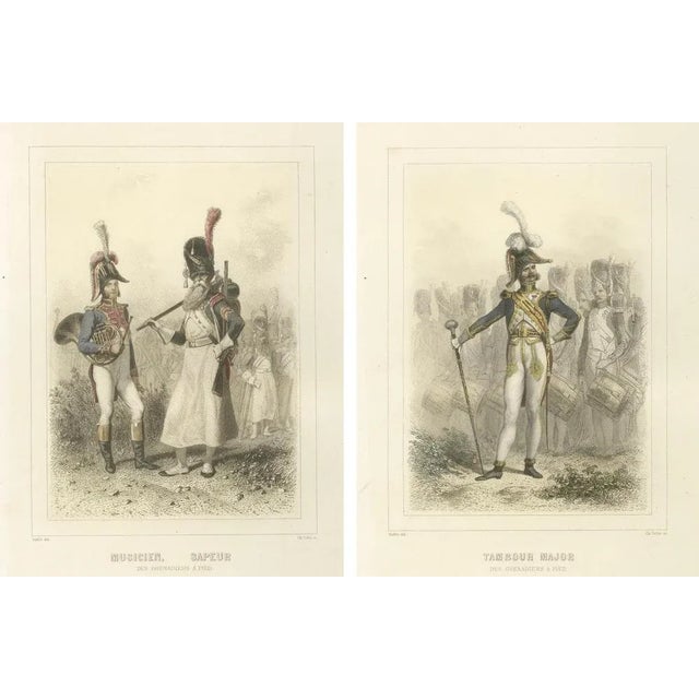 After Raffet, Napoleonic Military Musicians, Sapper, Horn Player, and Drum Major, 1859, Print For Sale - Image 6 of 10