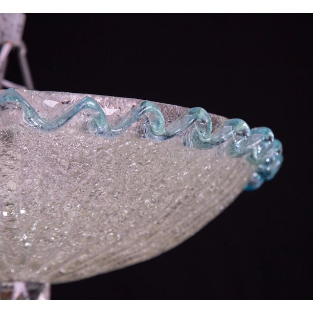 Italian Blue Glass Ceiling Fixture by Barovier & Toso, Murano, 1960 For Sale - Image 10 of 12