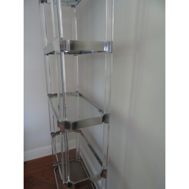 Mid-Century Modern 1960s Lucite and Stainless Steel 5 Shelf Etagere Attributed to Charles Hollis Jones For Sale - Image 3 of 9