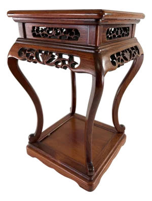Hand Carved Chinese Export, Mahogany Pedestal Table