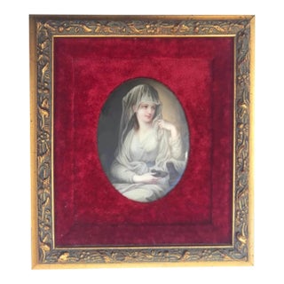 19th Century German Oval Porcelain Plaque Painting, Framed For Sale