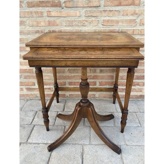 Mid-Century Modern Marquetry Nesting Tables, Set of 2 For Sale - Image 3 of 18