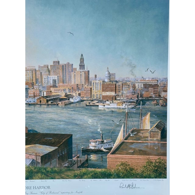 1980s 1980s Baltimore Harbor From Federal Hill, Framed Limited Edition Print – Signed Paul McGehee For Sale - Image 5 of 8