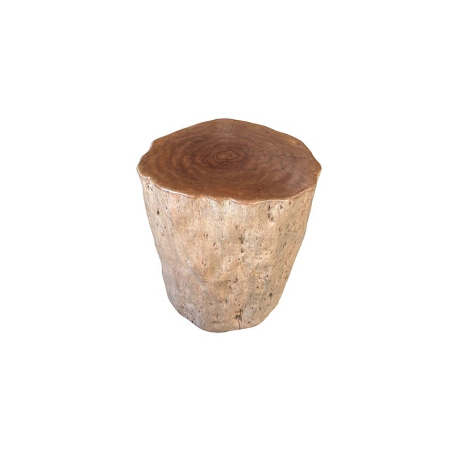 Natural Lychee Wood Side Table — Sculptural Solid Form, Hand-Crafted For Sale - Image 4 of 6