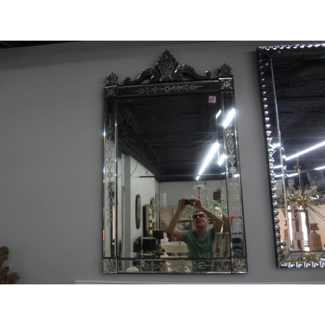 1940s 1940s Etched and Beveled Venetian Mirror For Sale - Image 5 of 11