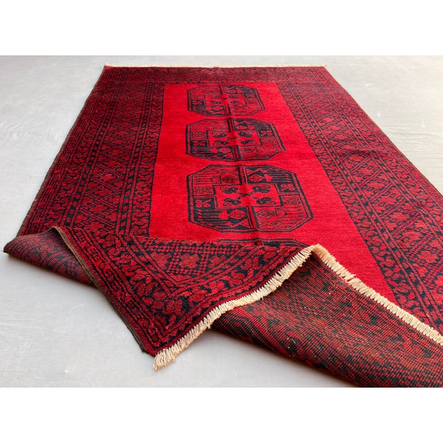 Vintage Afghan Ersari Turkmen Bokhara Rug, Large Guls - 6'8" X 4'2" For Sale - Image 9 of 17