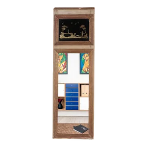 A French Painted and Carved Trumeau Mirror, 19th C.