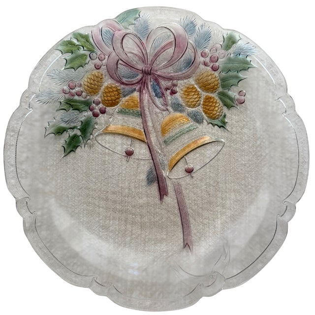 This is a Mikasa Festive Bells hostess platter. It is a vintage, discontinued item. The platter is made of clear, embossed...