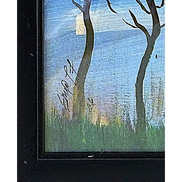 Textile Original Signed and Framed Primitive Outsider Art Acrylic Painting on Canvas For Sale - Image 7 of 12