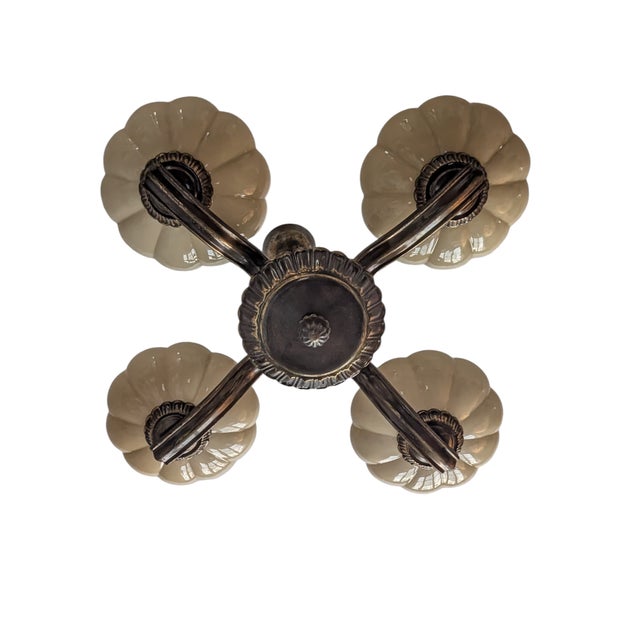 Wood Vintage Four-Arm Chandelier by Paavo Tynell for Taito Oy, 1940s For Sale - Image 7 of 15