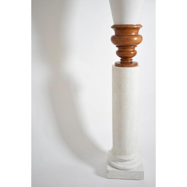 Plaster Columns and Wooden Lamps Vases, Set of 2 For Sale - Image 4 of 6