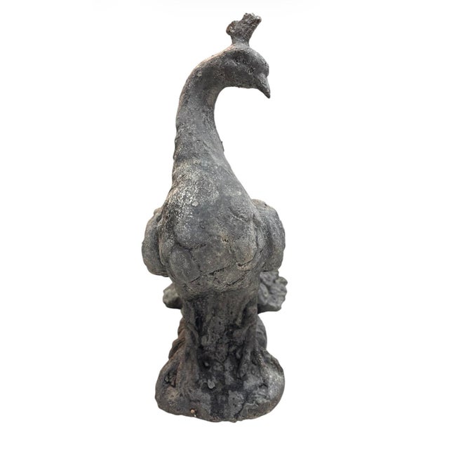 2000 - 2009 Vintage Cast Iron Peacock Statue For Sale - Image 5 of 10