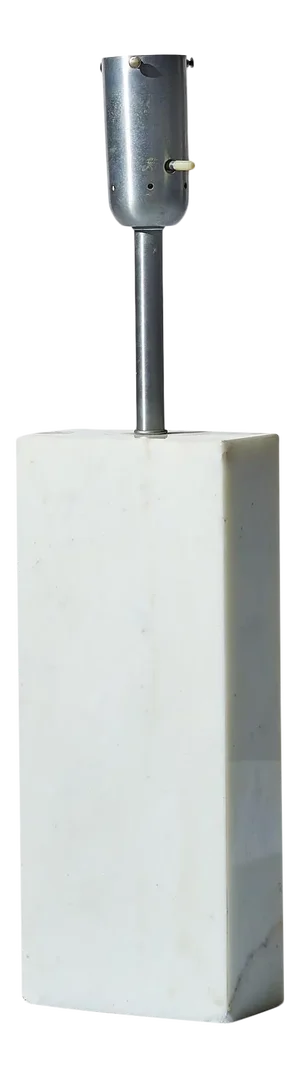 Vintage White Marble and Brushed Chrome Table Lamp, Attributed to Elizabeth Kauffer for Nessen Studios