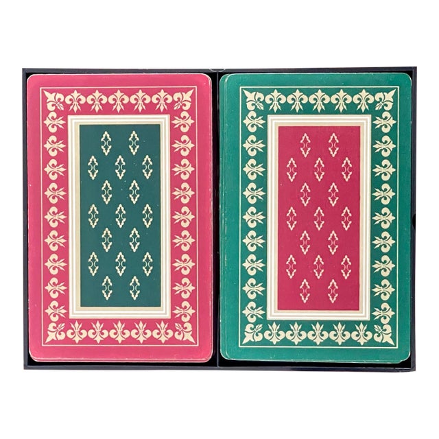 Vintage Red & Green Playing Cards For Sale
