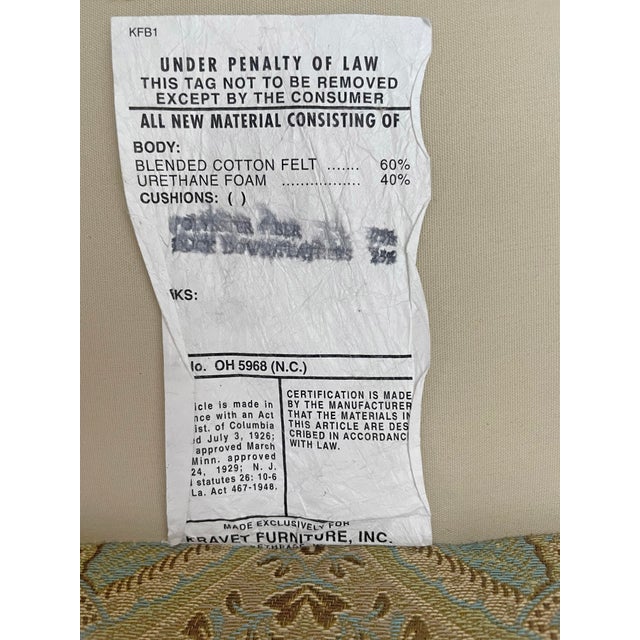 Beige Late 20th Century Kravet Wingback Tall Chair Upholstered Beige Paisley Jacquard Navarre For Sale - Image 8 of 10