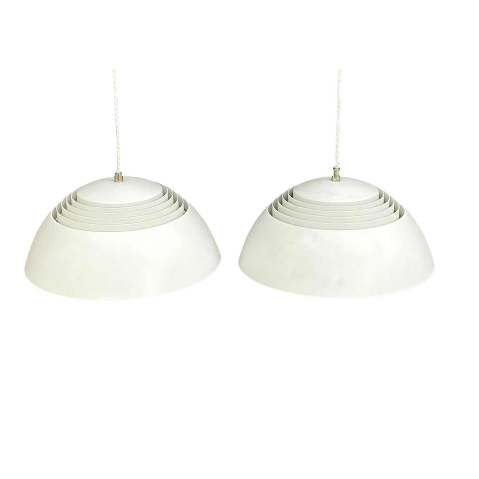 1960's White Metal Aj Royal 500 Suspension Pendants Attributed to